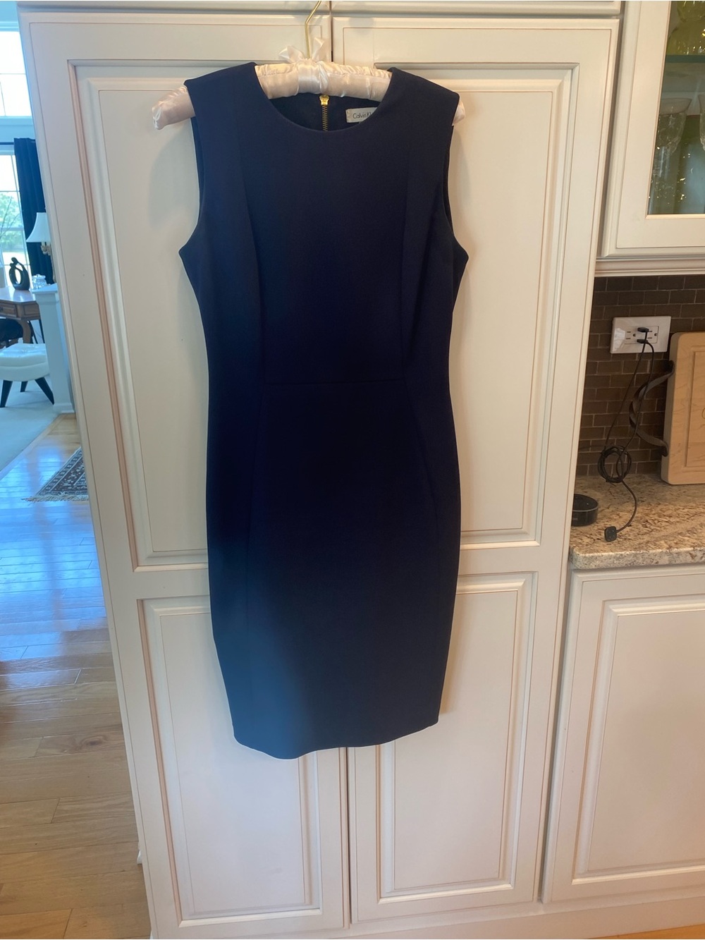 Calvin Klein Navy Sleeveless Midi Sheath Dress
